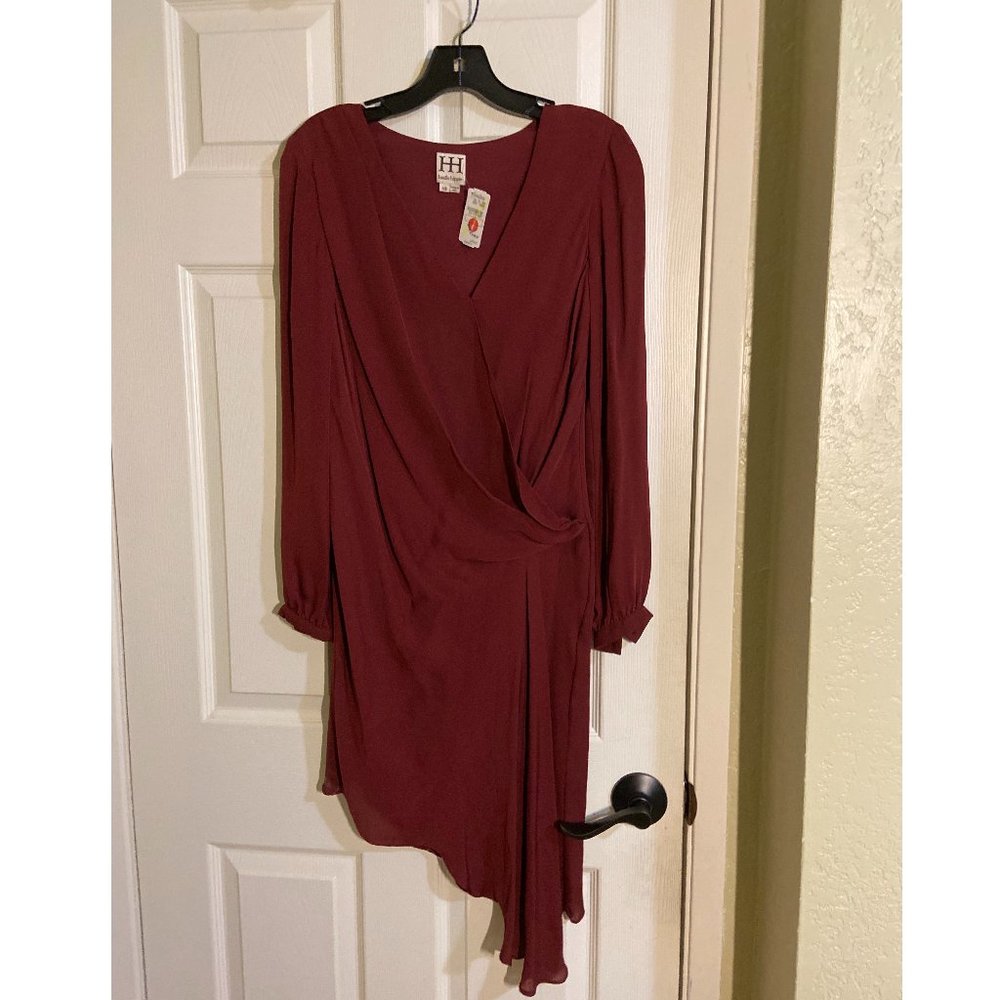 NWT Haute Hippie Long-Sleeve Chiffon Maroon Dress
